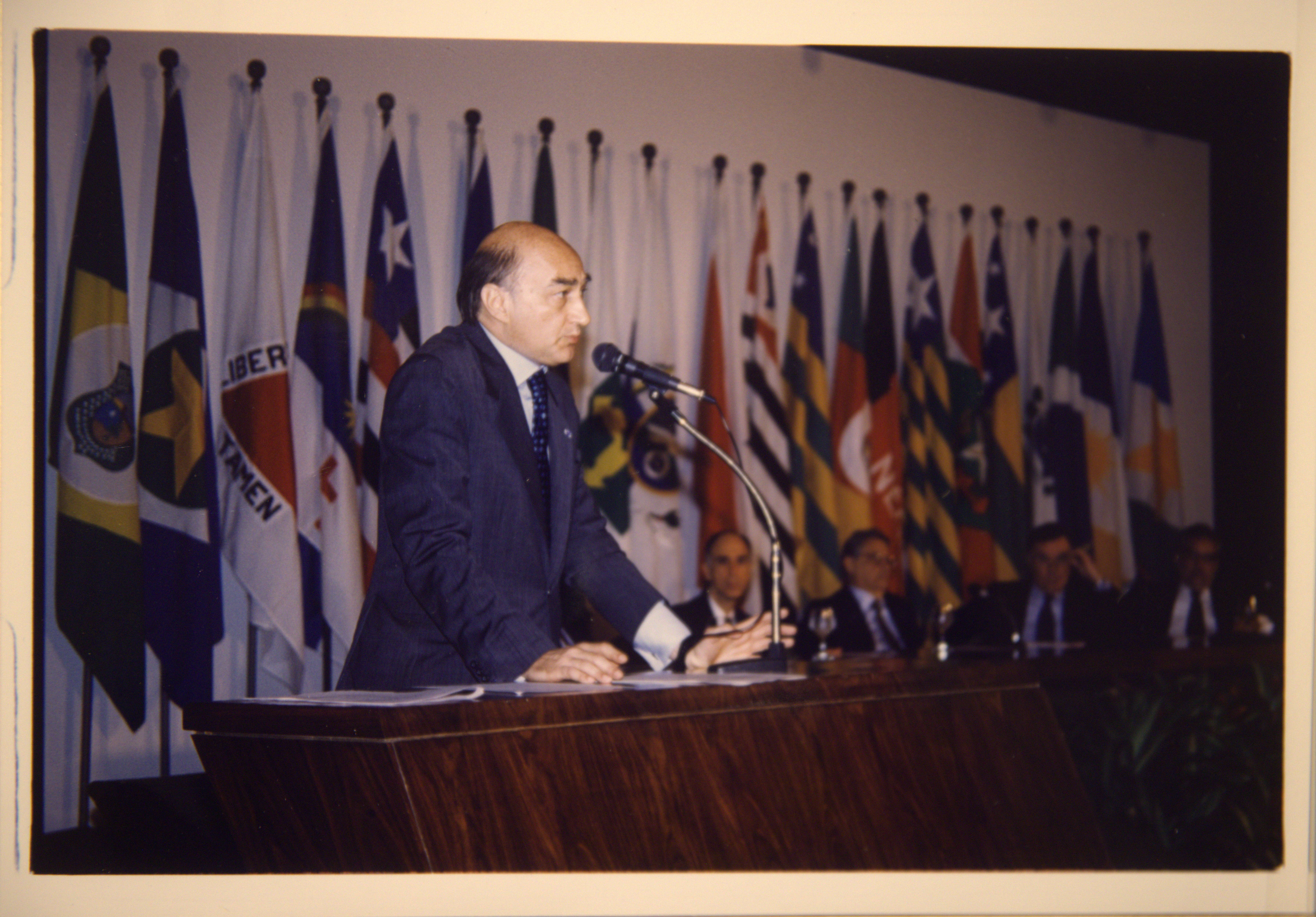 Gelson Fonseca Júnior discursa durante a cerimônia de formatura da turma de formandos do Instituto Rio Branco. Nesta ocasião, Gelson foi indicado como paraninfo da turma.